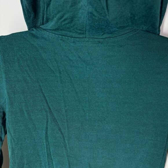 LaROK Scoop Neck Hoodie Sweatshirt Silky Emerald Small Distressed - Picture 7 of 9